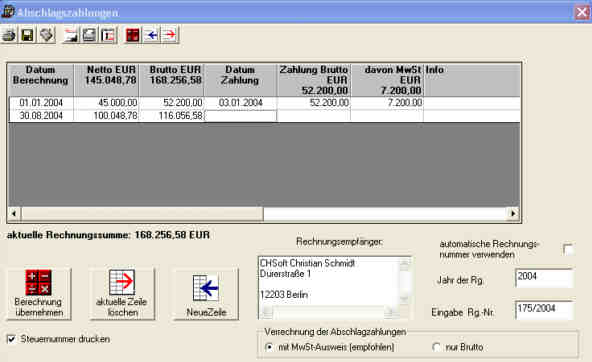 Screenshot HonTaf Abschlagzahlungen