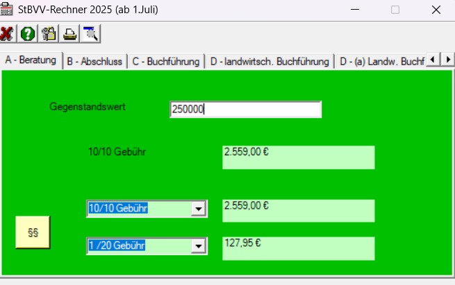 Screenshot StBVV-Rechner